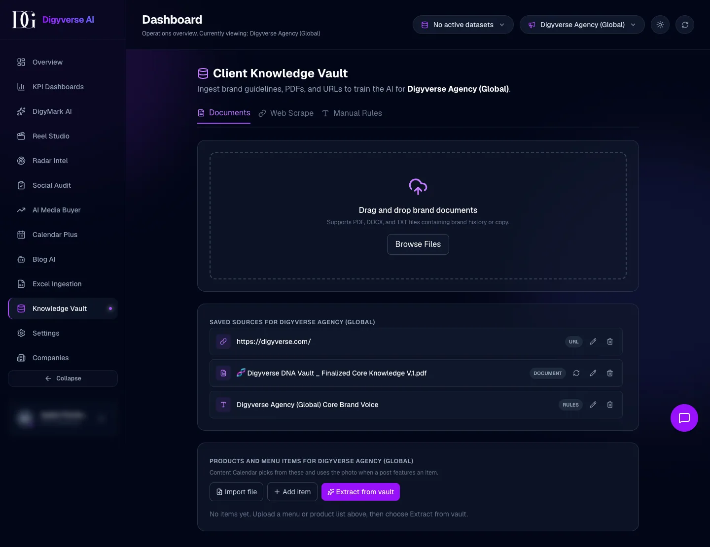 Knowledge Vault listing brand sources and rules